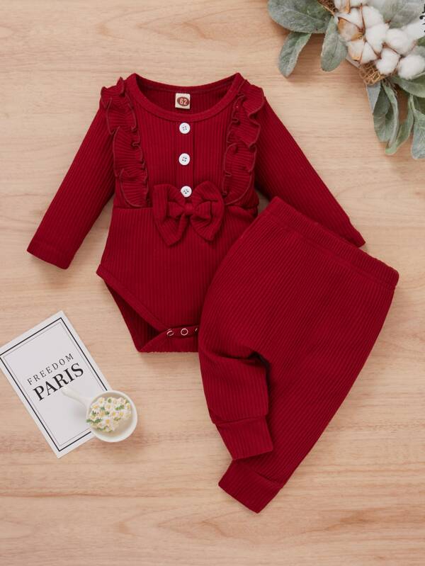 Conjunto de 2 piezas para bebé niña, body y joggers