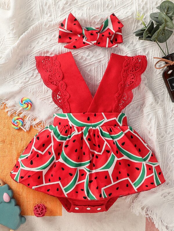 Set de 2 piezas para bebé niña, body con falda y lazo