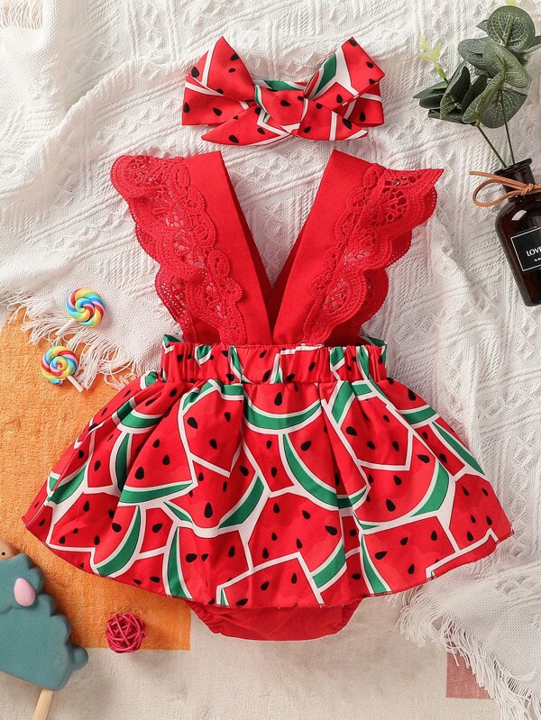 Set de 2 piezas para bebé niña, body con falda y lazo
