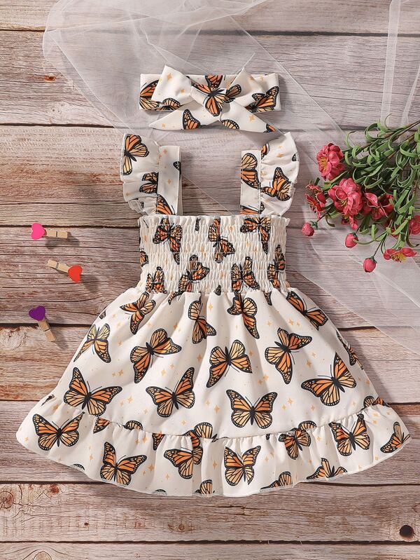 Set de dos piezas para bebé niña, vestido y lazo
