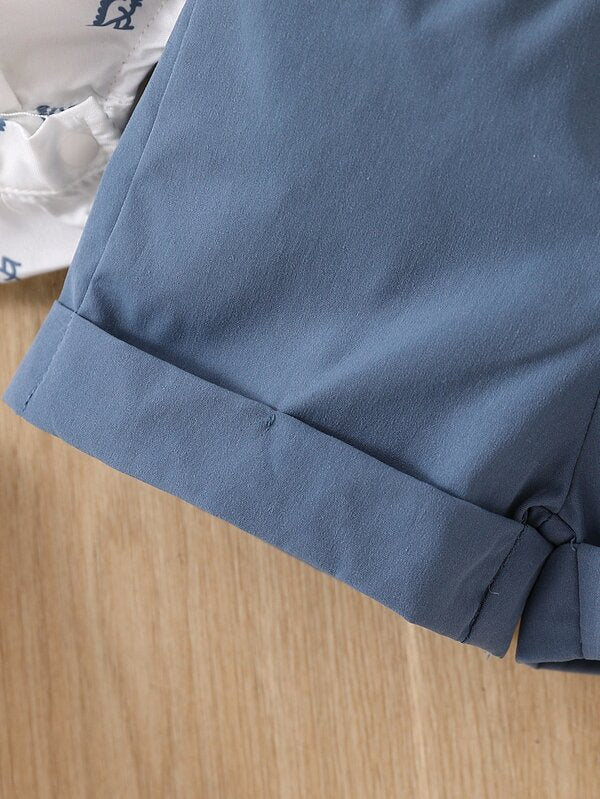 Conjunto de 2 piezas para bebé niños, body y shorts con tirantes