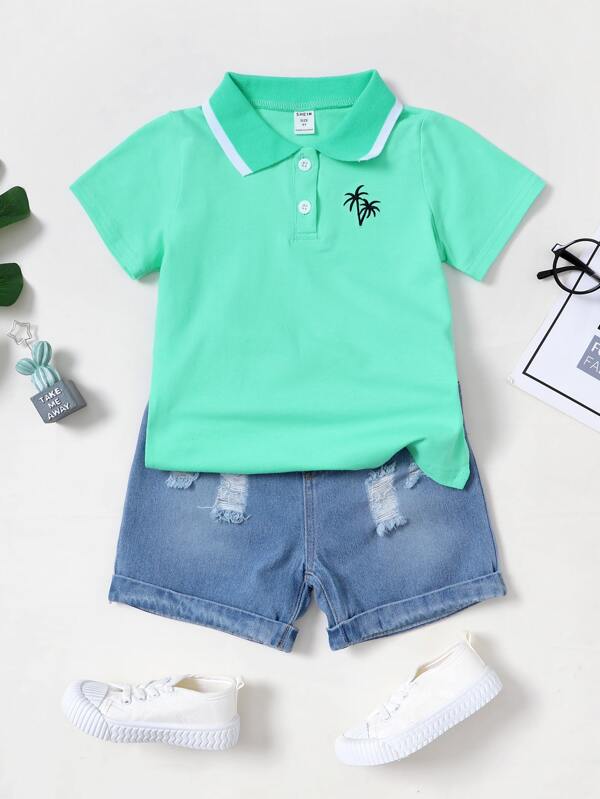 Conjunto de 2 piezas para niños pequeños, chemise y shorts