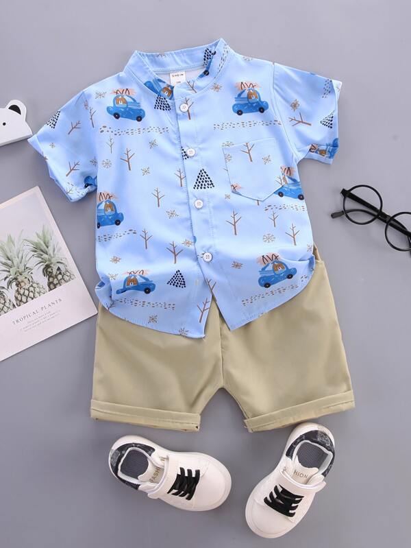 Conjunto de 2 piezas para bebé y niños pequeños, camisa y shorts