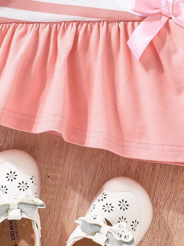 Vestido con rayas y conejo para bebé y niñas pequeñas