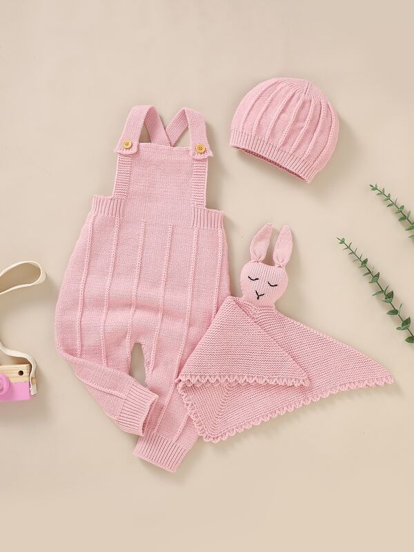 Set de 3 piezas para bebé niña, braga, gorro y toalla