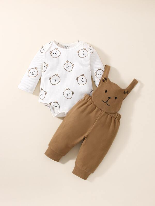Conjunto de 2 piezas para bebé niño, body y overall