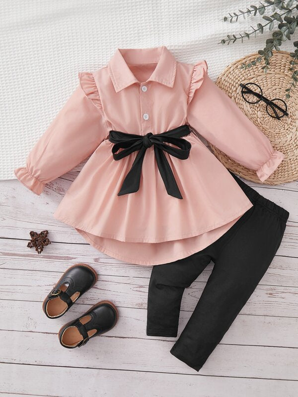 Conjunto de 2 piezas para bebé y niñas pequeñas, camisa y pantalón