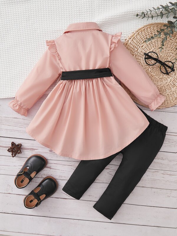Conjunto de 2 piezas para bebé y niñas pequeñas, camisa y pantalón