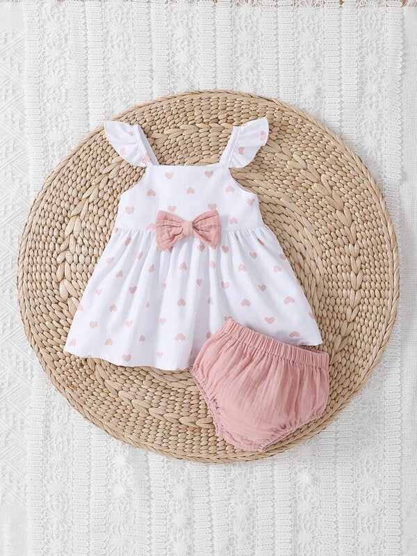 Conjunto de 2 piezas para bebé niña, body y short