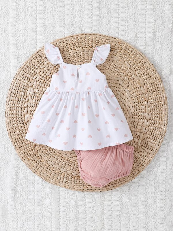 Conjunto de 2 piezas para bebé niña, body y short