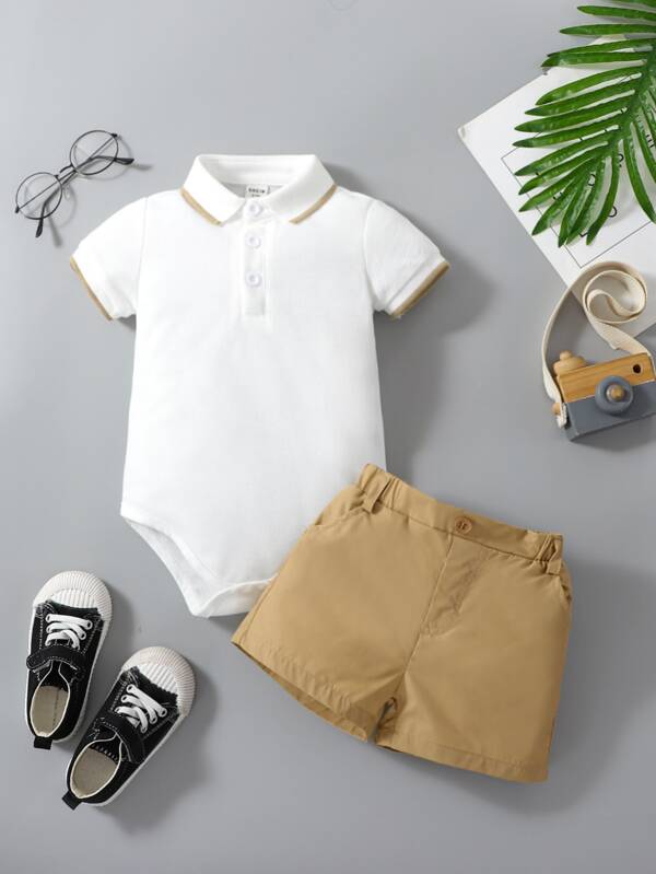 Conjunto de 2 piezas para bebé niño, body y shorts