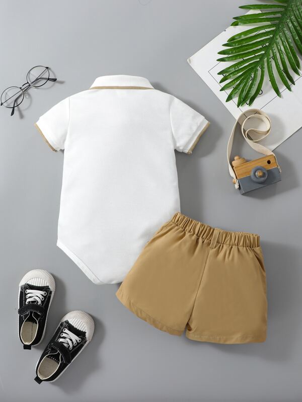 Conjunto de 2 piezas para bebé niño, body y shorts