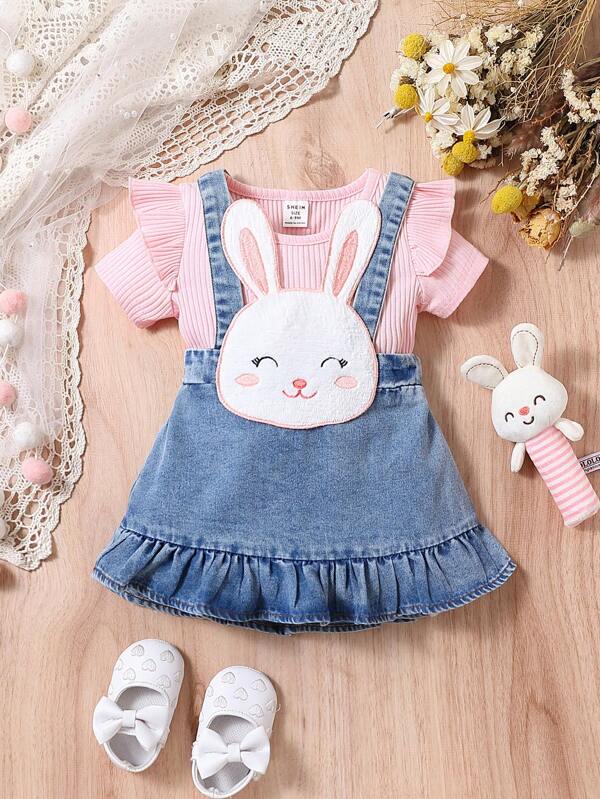 Conjunto de 2 piezas para bebé niña, blusa y vestido