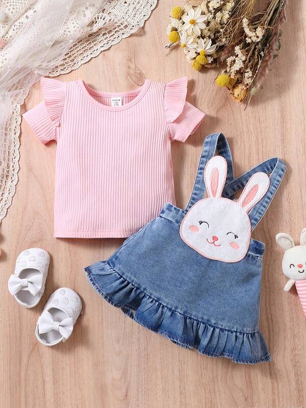 Conjunto de 2 piezas para bebé niña, blusa y vestido
