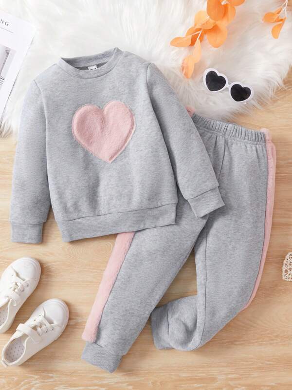 Conjunto de 2 piezas para niñas pequeñas, sweater y joggers
