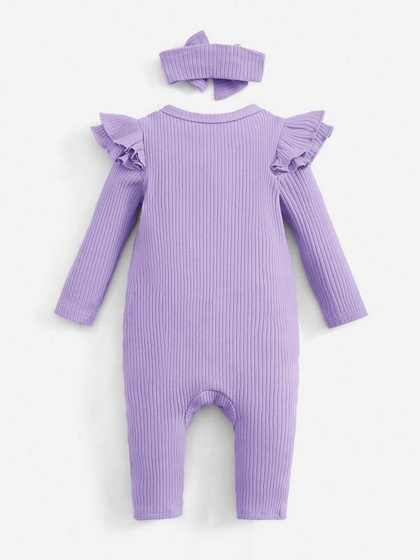 Set de 2 piezas para bebé niña, mameluco y lazo