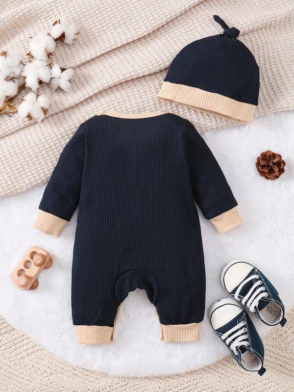 Set de 2 piezas para bebé niño, mameluco y gorro