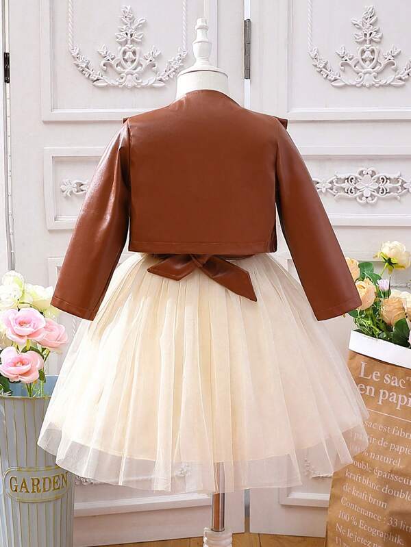 Conjunto de 2 piezas para niñas pequeñas, vestido y chaqueta