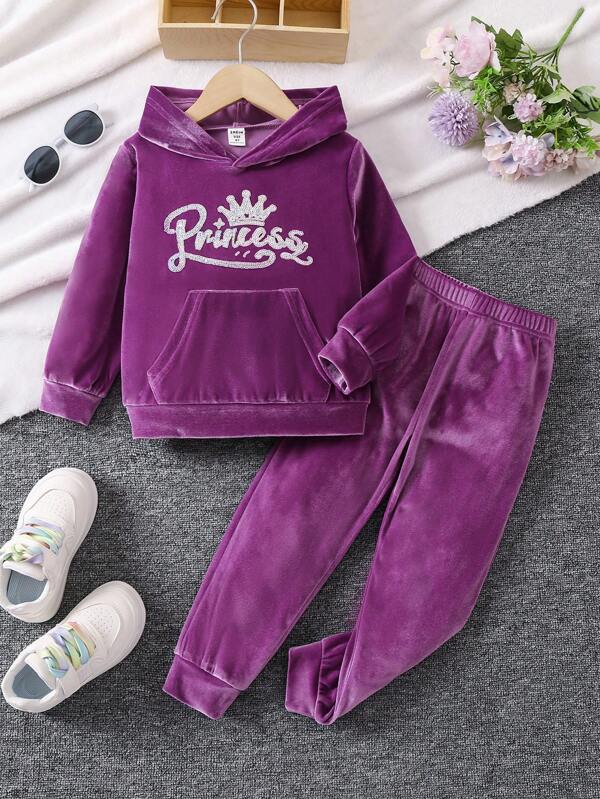 Conjunto de 2 piezas para niñas pequeñas, sweater y joggers