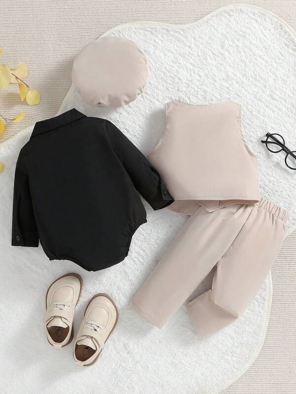 Set de 3 piezas para bebé y niños pequeños, body, chaleco y pantalón