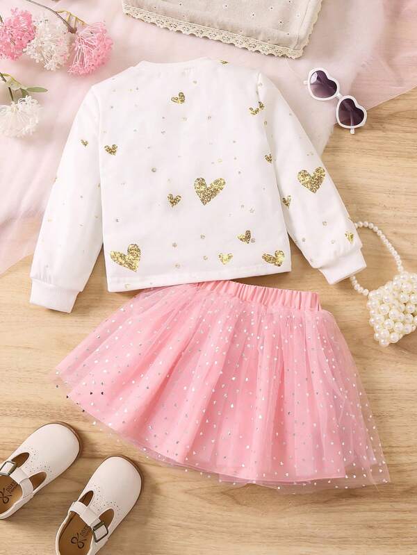 Conjunto de 2 piezas para niñas pequeñas, sweater y falda