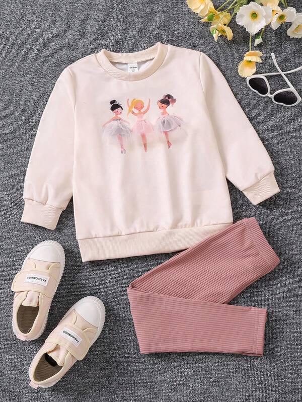 Conjunto de 2 piezas para niñas pequeñas, sweater y leggins