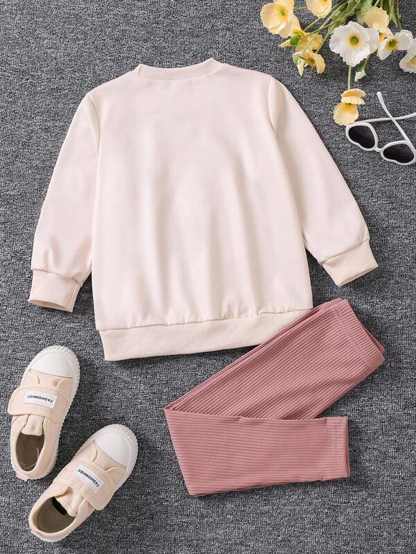 Conjunto de 2 piezas para niñas pequeñas, sweater y leggins
