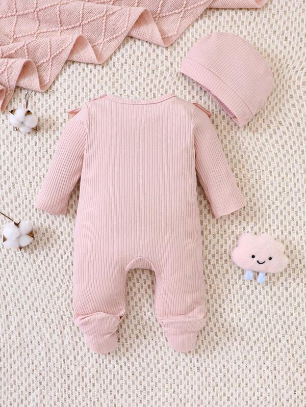 Set de 2 piezas para bebé niña, mameluco y gorro