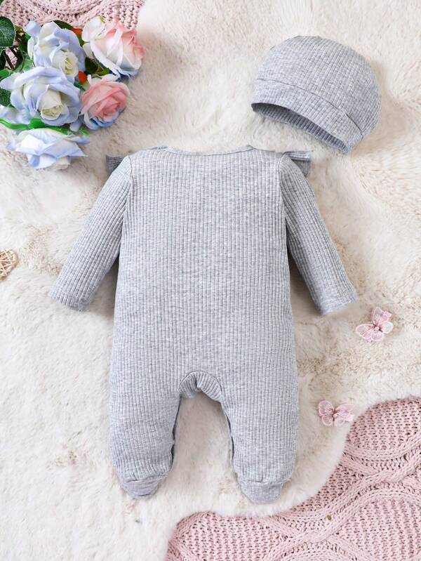Set de 2 piezas para bebé niña, mameluco y gorro