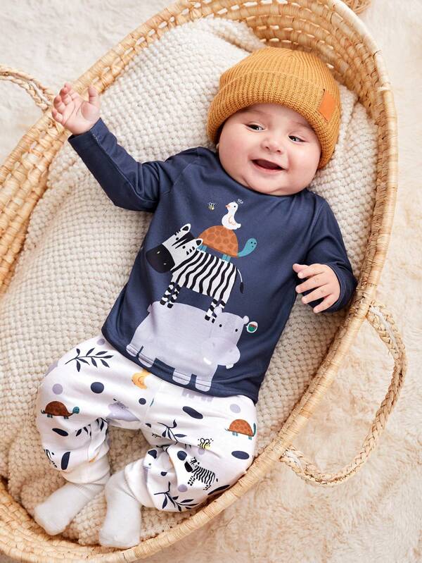 Conjunto de 2 piezas para bebé niño, sweater y mono