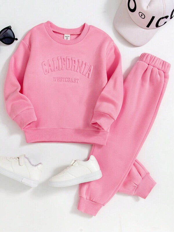 Conjunto de 2 piezas para niñas pequeñas, sudadera y joggers deportivo