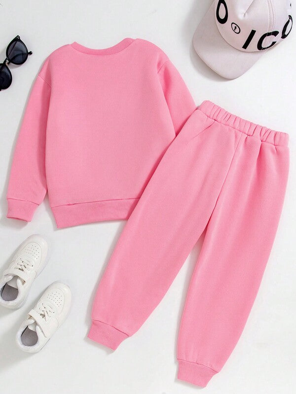Conjunto de 2 piezas para niñas pequeñas, sudadera y joggers deportivo
