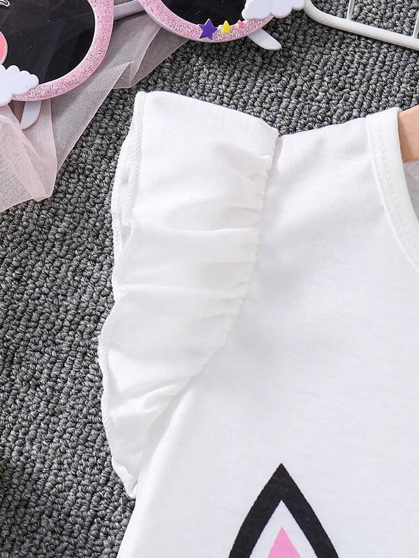 Conjunto de 2 piezas para niñas pequeñas, blusa y falda