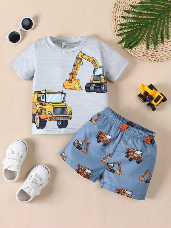 Conjunto de 2 piezas para bebé y niños pequeños, franela y shorts