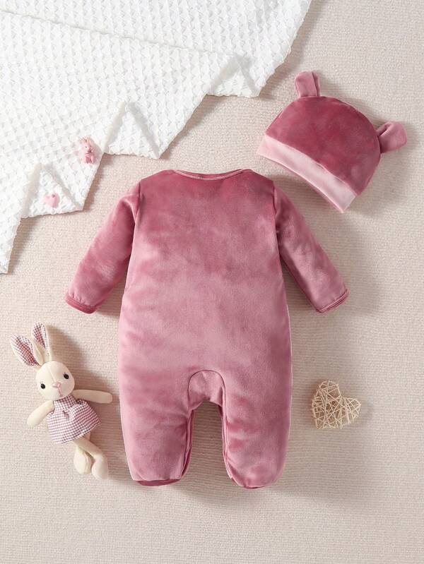 Set de 2 piezas para bebé niña, mameluco y gorro