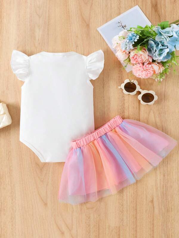 Conjunto de 2 piezas para bebé, body y falda
