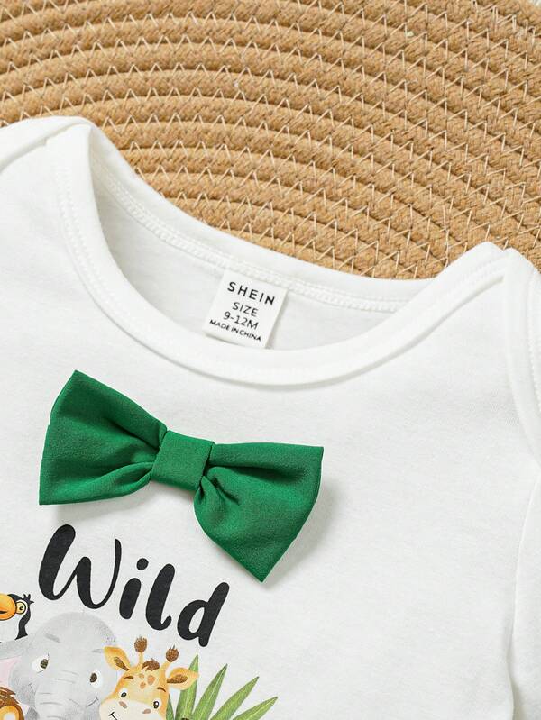Conjunto de 2 piezas para bebé y niños pequeños, body y shorts con tirantes