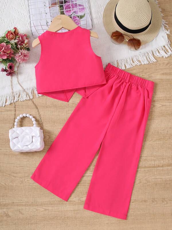 Conjunto 2 piezas para niñas pequeñas, chaleco y pantalón