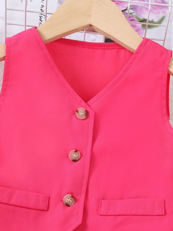 Conjunto 2 piezas para niñas pequeñas, chaleco y pantalón