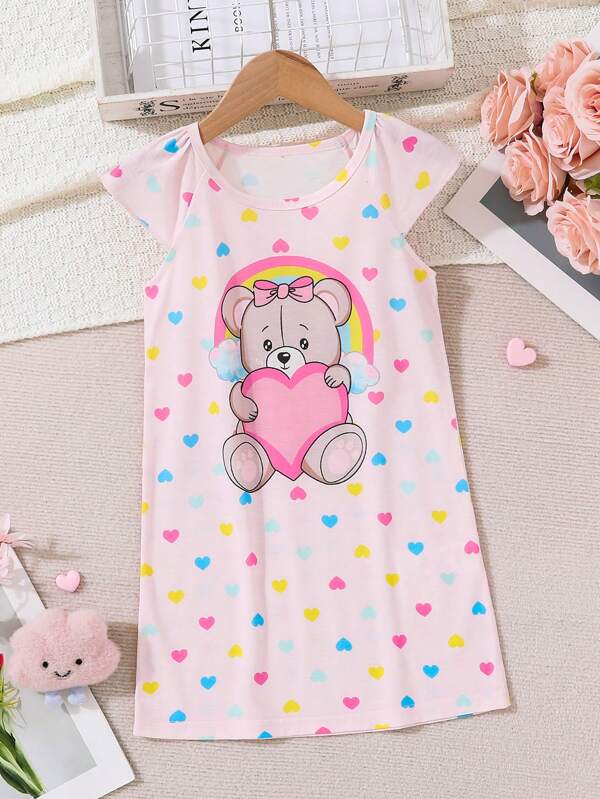 Vestido de pijama con oso para niña pequeñas