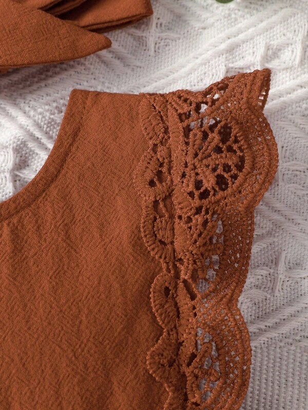 Set de 2 piezas para bebé niña, vestido y lazo