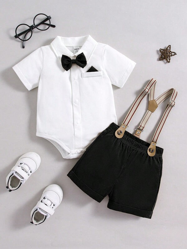 Conjunto de 2 piezas para bebé y niños pequeños, body y overall