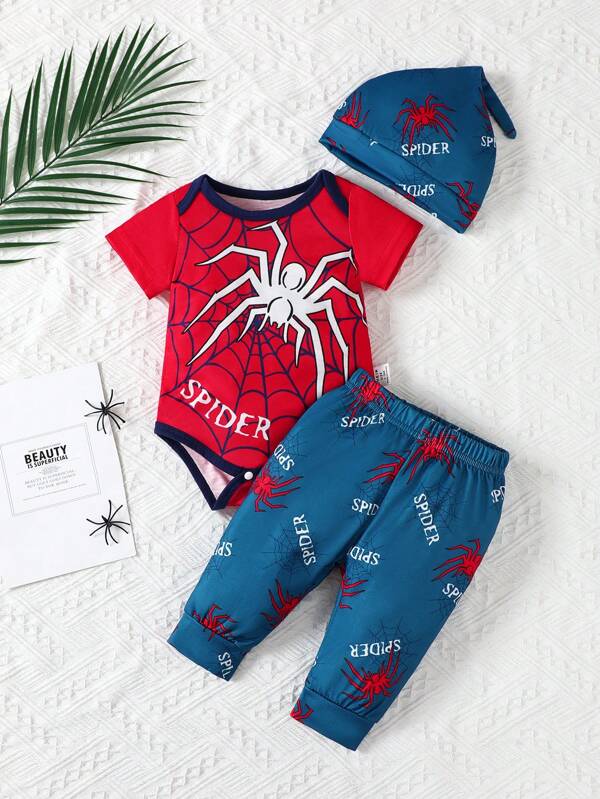 Set de 3 piezas para bebé y niños pequeños, body, mono y gorro