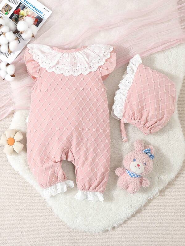 Set de 2 piezas para bebé niña, mameluco y gorro