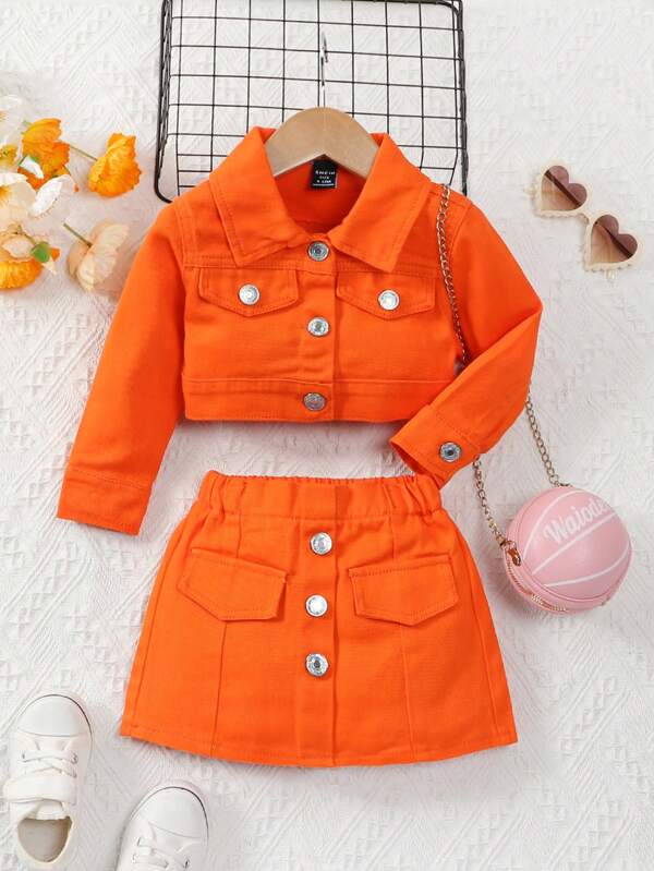 Conjunto de 2 piezas para bebé y niñas pequeñas, chaqueta y falda