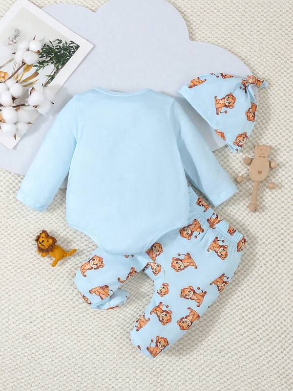 Set de 3 piezas para bebé y niños pequeños, body, mono y gorro