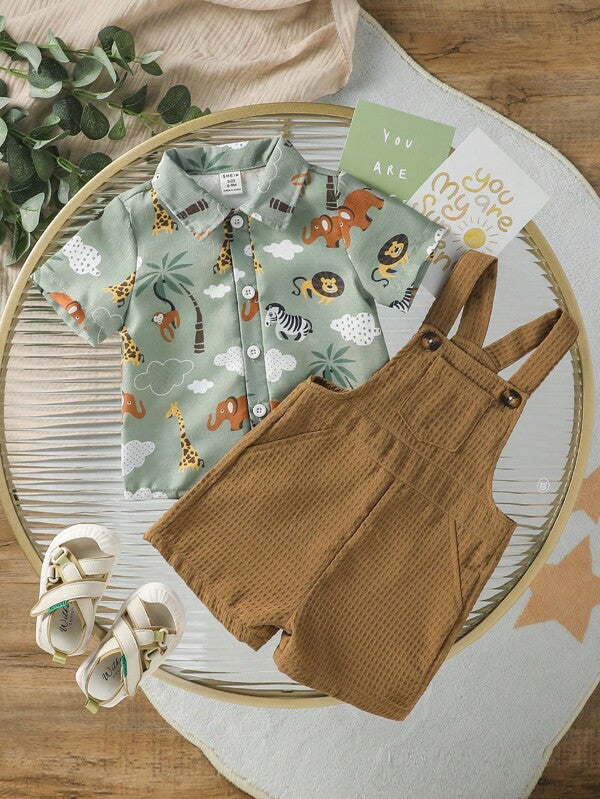 Conjunto de 2 piezas para bebé y niños pequeños, camisa y braga corta