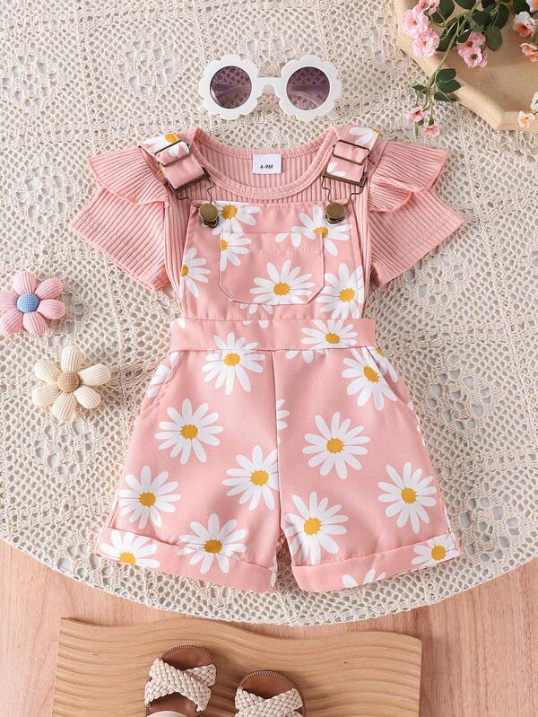 Conjunto de 2 piezas para bebé y niñas pequeñas, body y braga