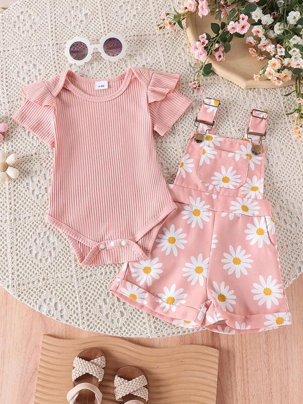Conjunto de 2 piezas para bebé y niñas pequeñas, body y braga