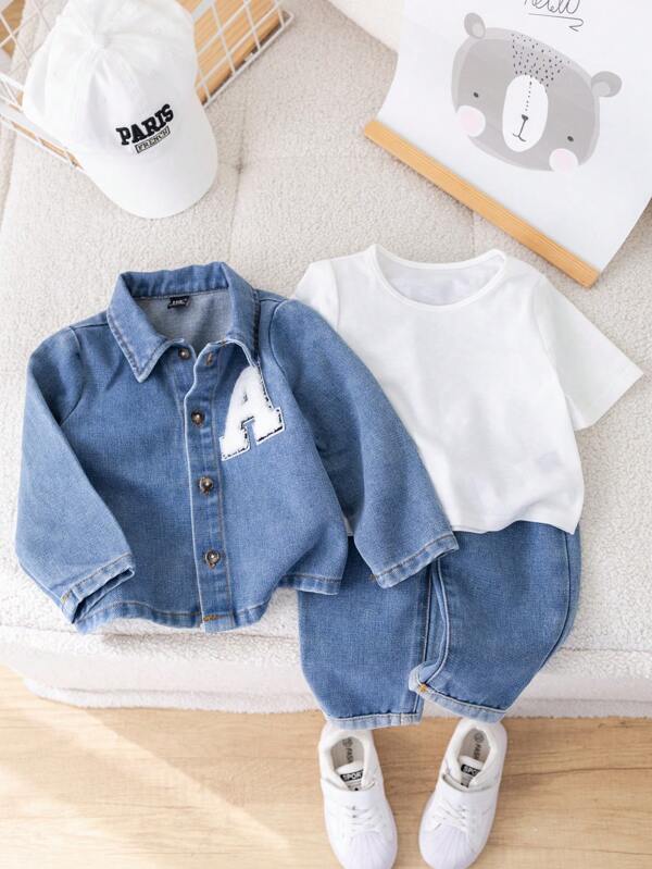 Set de 3 piezas para bebé y niño pequeño, franela, chaqueta y pantalón